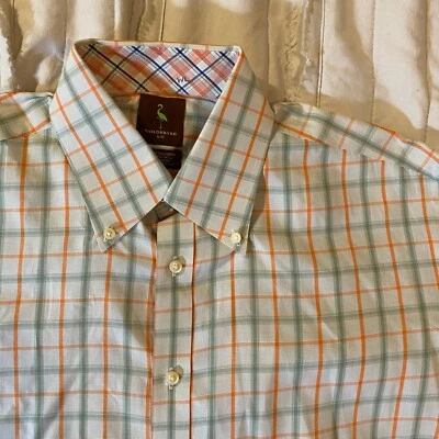 Tailorbyrd Shirt Mens Large Green Orange Windowpane Plaid Button Down Long Slv - Image 1 of 4