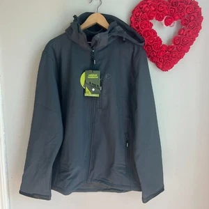 Outdoor Ventures Mens Fleece Lined Soft Shell Jacket LARGE in Gray Hooded - Picture 1 of 13