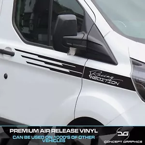x2 Racing Edition Stripes Decal Stickers Graphics Vinyl Fit Ford Transit Custom - Picture 1 of 3