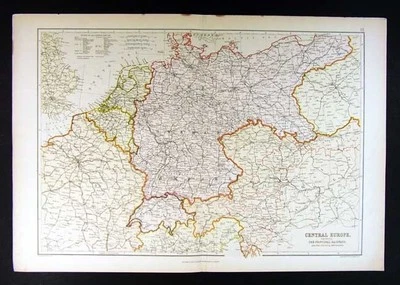 Mapa Atlas Blackie 1882 - Europa Central - Alemania Holanda Francia Austria Prusia Foto 1 de 3