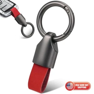 Creative Suede Leather Car Key Chain Ring Clip Small Key Fob Buckle Holder Red - Picture 1 of 6