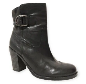 Banana Republic Ankle Boots Women's 7M Black Leather Slip On Block Heel - Picture 1 of 9
