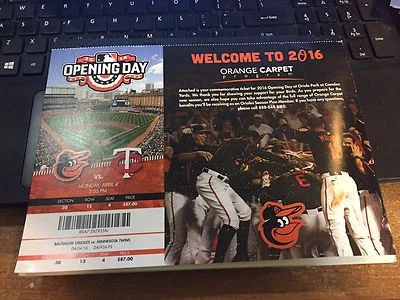 2016 BALTIMORE ORIOLES SEASON TICKET STUB PICK YOUR GAME MACHADO DAVIS JONES 1 - Image 1 of 3