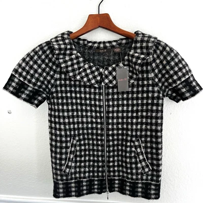 Cárdigan Heather B NUEVO Mujer Talla S Negro Gris Lana Cremallera Completa Manga Corta Chaqueta Foto 1 de 4