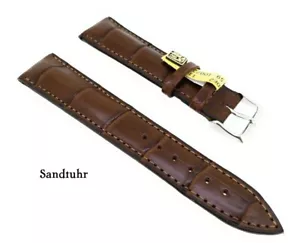 XL Watch Strap Genuine Croc 20/16mm Brown Large Grain Made in Germany - Picture 1 of 6
