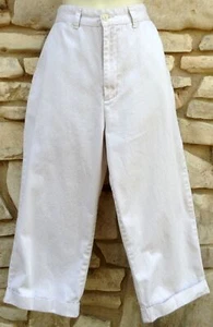 Willi Smith Pants Women's 8 Classic Capri Crop Off White Cotton Twill Cuffs - Picture 1 of 5