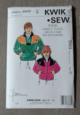 Kwik Sew Pattern 2003 Boys Girls Unisex Front Zip Jackets Sizes 8 10 12 14 UNCUT - Image 1 of 2