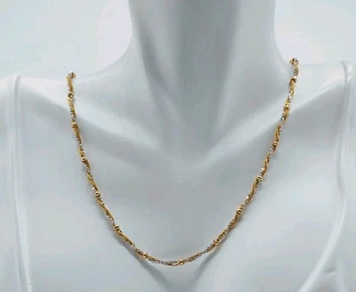 Vintage 14k Yellow White Gold Unoaerre Italian Chain Necklace - Image 1 of 4