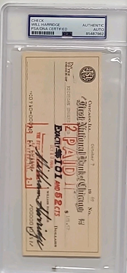 Losa firmada por William Harridge PSA/DNA cheque autografiado D.1971 AL Baseball Pres. Foto 1 de 4