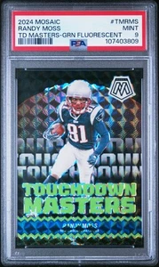 2024 Panini Mosaic Touchdown Masters Randy Moss Td Masters-Grn Fluorescente PSA 9 - Foto 1 di 2