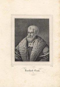 c1840 Ernst, Kurfürst von Sachsen (1441-1486) Haus Wettin Lithographie-Porträt - Imagen 1 de 1