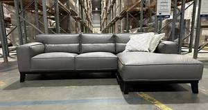 3.5 Seater Leather Chaise Lounge - Picture 1 of 7