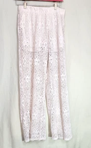 No Boundaries Palazzo lace Pants Crochet White Boho Cottage Core Size L - Picture 1 of 10