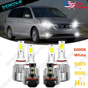 For Honda Odyssey 2005-2007 2008 2009 2010 LED Headlight High Low + Fog Bulbs C6 - Foto 1 di 11