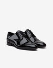 Corneliani Black Leather Patent Lace Derby Oxford Shoes Made In Italy