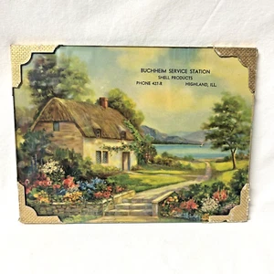 Vintage Advertising Picture Buchheim Service Station Shell Products Highland ILL - Picture 1 of 7