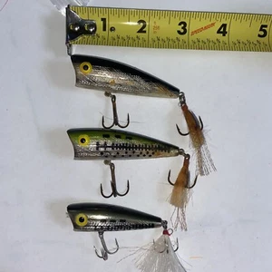 Lot of 3 Vintage REBEL Bass Poppers with Fly - Picture 1 of 4