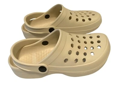 Zuecos de plástico color crema mulas sin cordones para mujer talla pequeña 5 6 salón plano cómodo Foto 1 de 4