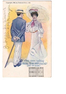 Pareja eduardiana bastones acertijo rompecabezas 1906 sombrilla antigua Dederick Bros - Imagen 1 de 6