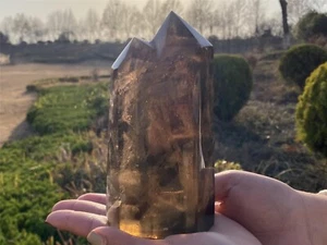 1.01kg Natural Smokey Quartz Obelisk Quartz Crystal Point Wand Tower gem XA5249 - Picture 1 of 13