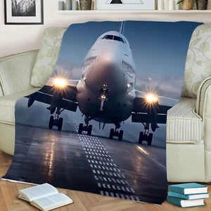 New 747 Plane Taking Off Throw Blanket - Picture 1 of 1
