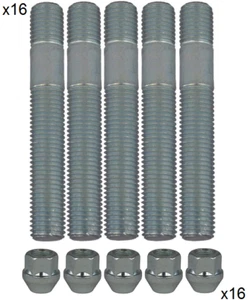 16 COLONNETTE RUOTE PRIGIONIERO 12 x 1,25 80 mm+16 DADI CONICI AUTOBIANCHI A112 - Foto 1 di 7