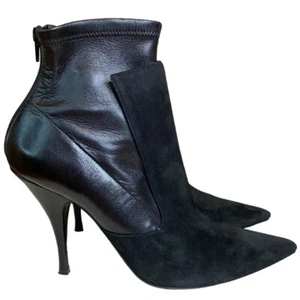 GIVENCHY Black Leather & Suede Ankle Stiletto Booties Women’s Size 9.5 - 10 - Picture 1 of 15