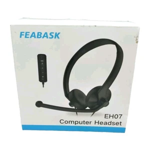 FEABASK Casque Filaire avec Boom Microphone Mute EH07 pour PC Ordinateur Portable - Photo 1/14