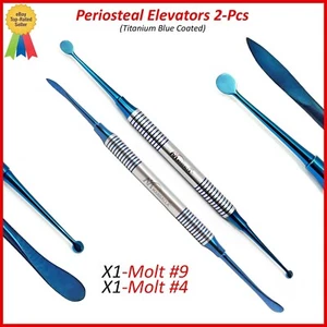 Dental Periost Elevator Molt #9 & Molt #4 blau titanbeschichtet doppelseitig - Bild 1 von 3
