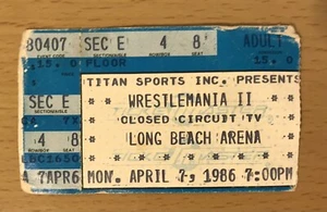 1986 WWF WRESTLEMANIA II 2 CLOSED CIRCUIT TV LONG BEACH TICKET STUB HULK HOGAN - Picture 1 of 2