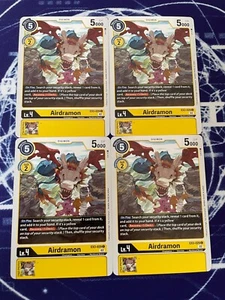 x4 Airdramon EX3-029 C Playset Digimon TCG Draconic Roar - Picture 1 of 1