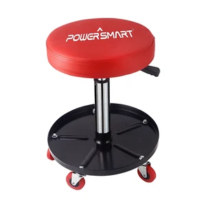 Adjustable Rolling Mechanic Stool 300lb Capacity, Pneumatic Wheels, Shop Garage - Picture 1 of 12