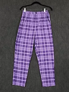 Black Friday Womens Size 8 Tartan Plaid Pants Purple Knit High Rise Pockets - Picture 1 of 12