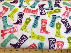 Cowboy Boots 34" X 43" Flannel fabric #1456a - Picture 1 of 1