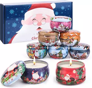 8 Pack Christmas Scented Candles Gift Set 2.5 oz Natural Soy Wax Xmas - Picture 1 of 12