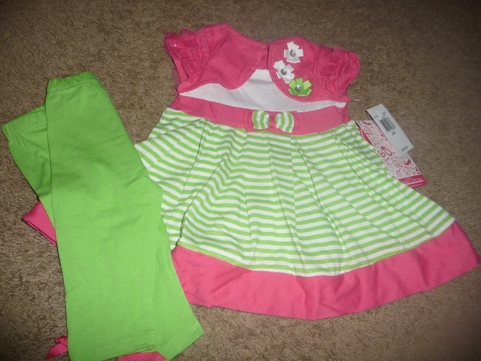 NUEVO NUEVO CON ETIQUETAS Young Hearts niñas 24 meses precioso conjunto pantalón rosa/verde conjunto conjunto conjunto Foto 1 de 1