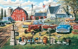 Jigsaw Puzzle Car Farm Life Yard Sale Bumper Crop 550 pieces NEW made in USA - Picture 1 of 1