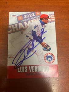 Luis Verdugo 2022 South Bend Cubs CHAMPIONS Team Set Card #2 Signed Autograph - Picture 1 of 1