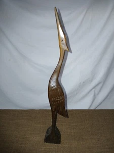 geschnitzter Vogel aus dunklem Holz Reiher oder Kranich - 40 cm hoch - Picture 1 of 5