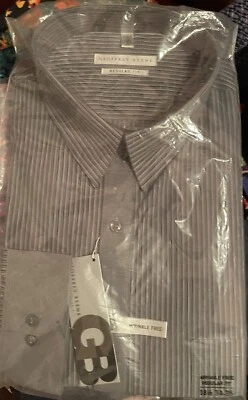 Geoffrey Beene Men's Regular Fit Wrinkle Free Dress Shirt 18.5 Stripe 34/35 - Image 1 of 4