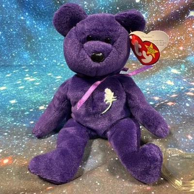 Princess Diana Purple TY Beanie Baby Bear 1997 PVC Pellets Rare Indonesia 9” - Image 1 of 4