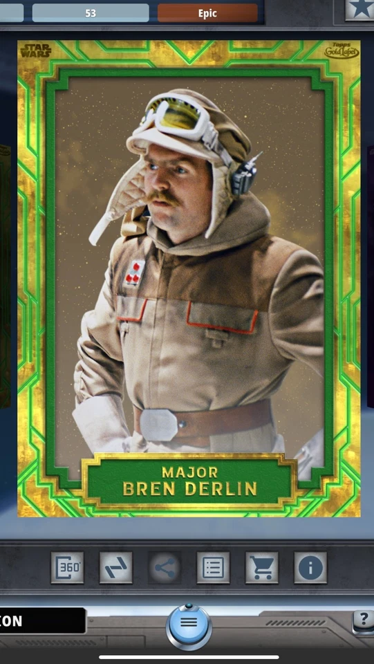 EPIC GOLD LABEL W2 MAJOR BREN DERLIN CHROME GREEN 25 TOPPS STAR WARS CARD TRADER - Image 1 of 1