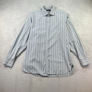 Ralph Lauren Purple Label Long Sleeve Shirt Men’s Size 16 Blue White Striped - Picture 1 of 13