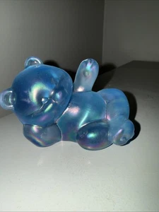 Oso salón Fenton Carnaval azul vidrio iridiscente sin decorar sin pintar - Imagen 1 de 5
