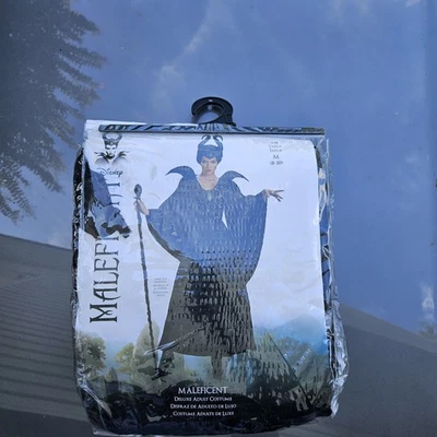 Maleficent COSTUME Black WITCH Gown size 8-10 Dress And Plastic Horn Hat Disney  - Image 1 of 2