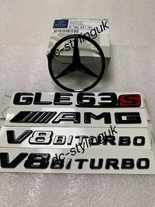 Insignia y emblemas de estrella de arranque trasero negro brillante para Mercedes GLE63s AMG W166 SUV SOLAMENTE - Imagen 1 de 2