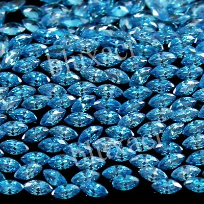 Lote de 10 piezas Natural Brasil Azul Aguamarina Ojos Limpios 4x2 MM Marquesa AAA+ Piedras Preciosas Foto 1 de 4