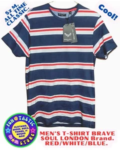 MEN'S T-SHIRT BRAVE SOUL LONDON Brand. RED/WHITE/BLUE. Sz M. ALL TIME CLASSIC. - Picture 1 of 7