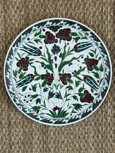VINTAGE hand painted floral NASSOS Greece Greek pottery wall plate 11" - Picture 1 of 13