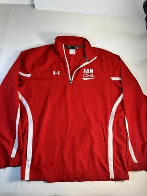 Under Armour Men's Fan Cloth 1/4 Zip Jacket Pull Over Mens Size Large  RED - Image 1 of 4